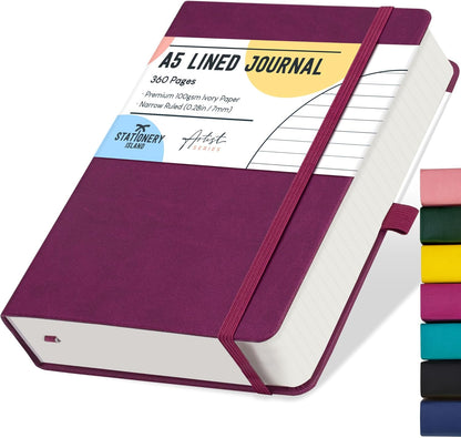 A5 Lined Notebook, 360 Pages Thick Journal Notebook, Ruled Journal Berry Hardcover with 100gsm for Writing, Working, Studying, Diary